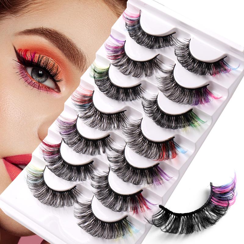 7 Pairs Colorful False Eyelash - Eyelash Extension Volume 评论和价格