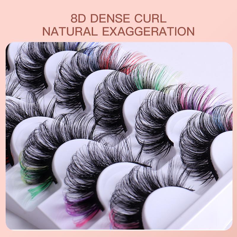7 Pairs Colorful False Eyelash - Eyelash Extension Volume 评论和价格